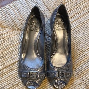 Tory Burch Peep Toe Wedges